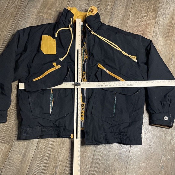 Misty Valley Vintage 80s/90s Abstract Puffer Jacket Women's MEDIUM Black Aztec - Picture 8 of 12